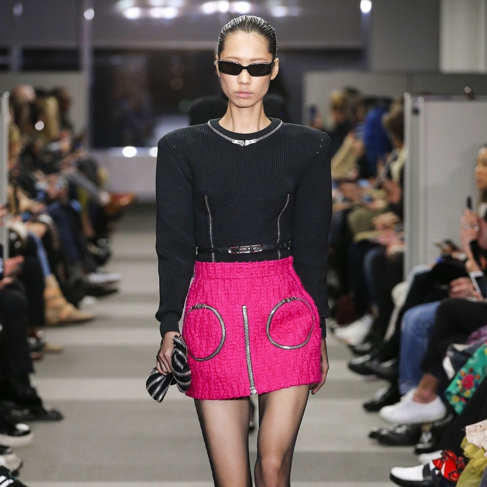 NWOT Alexander Wang Leather Tweed Zipper Skirt
